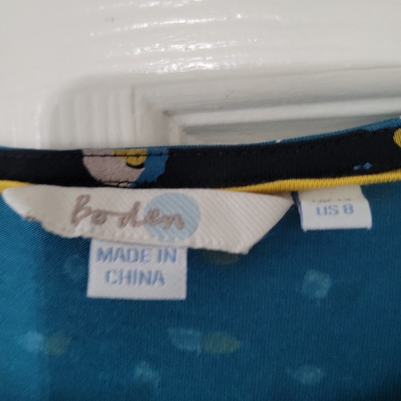 Boden Womens Jersey Top Size 8 US. Blue And Black Patterned - Picture 2 of 4